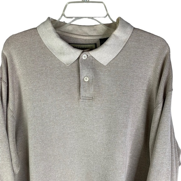 Naturalife Oatmeal Colored Long Sleeve Polo With Collar 2 Button Front Sz. XXL - Picture 3 of 7